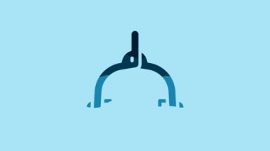 Blue Bicycle brake calipers dual pivot icon isolated on blue background. Bicycle brake wire. 4K Video motion graphic animation .