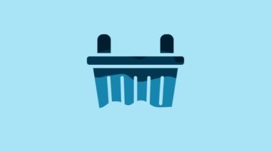 Blue Bicycle basket icon isolated on blue background. 4K Video motion graphic animation .