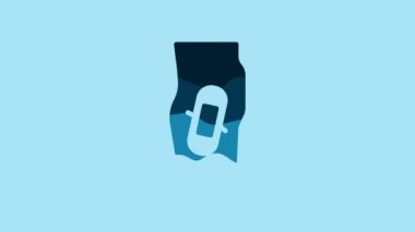 Blue Plaster on leg icon isolated on blue background. 4K Video motion graphic animation .