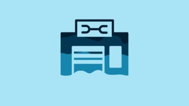 Blue Bicycle repair service icon isolated on blue background. 4K Video motion graphic animation .