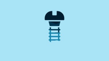 Blue Metallic screw icon isolated on blue background. 4K Video motion graphic animation .