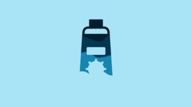 Blue Sunscreen cream in tube icon isolated on blue background. Protection for the skin from solar ultraviolet light. 4K Video motion graphic animation .