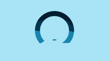 Blue Bicycle wheel icon isolated on blue background. Bike race. Wheel tire air. Sport equipment. 4K Video motion graphic animation .