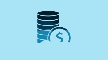 Blue Coin money with dollar symbol icon isolated on blue background. Banking currency sign. Cash symbol. 4K Video motion graphic animation .