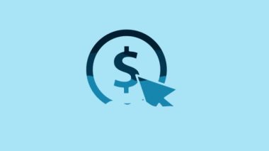 Blue Coin money with dollar symbol icon isolated on blue background. Banking currency sign. Cash symbol. 4K Video motion graphic animation .