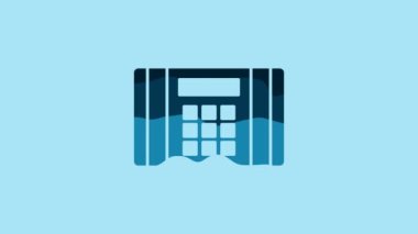 Blue Detonate dynamite bomb stick icon isolated on blue background. Time bomb - explosion danger concept. 4K Video motion graphic animation .