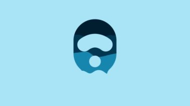 Blue Balaclava icon isolated on blue background. A piece of clothing for winter sports or a mask for a criminal or a thief. 4K Video motion graphic animation .