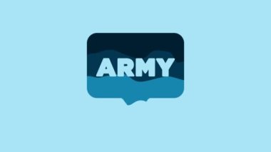 Blue Military army icon isolated on blue background. 4K Video motion graphic animation .