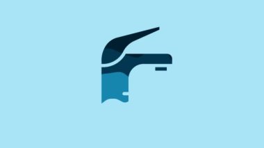 Blue Water tap icon isolated on blue background. 4K Video motion graphic animation .