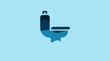 Blue Toilet bowl icon isolated on blue background. 4K Video motion graphic animation .