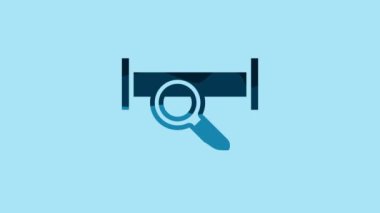 Blue Industry metallic pipe icon isolated on blue background. Plumbing pipeline parts of different shapes. 4K Video motion graphic animation .