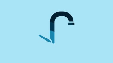 Blue Water tap icon isolated on blue background. 4K Video motion graphic animation .