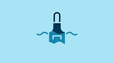 Blue Kitchen apron icon isolated on blue background. Chef uniform for cooking. 4K Video motion graphic animation .
