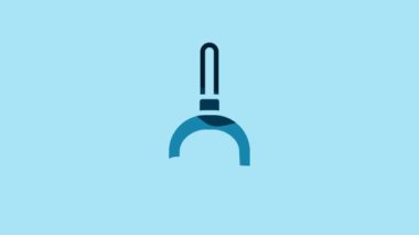 Blue Dustpan icon isolated on blue background. Cleaning scoop services. 4K Video motion graphic animation .