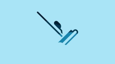 Blue Mop icon isolated on blue background. Cleaning service concept. 4K Video motion graphic animation .