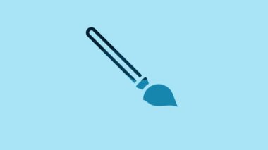 Blue Handle broom icon isolated on blue background. Cleaning service concept. 4K Video motion graphic animation .