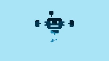 Blue Disassembled robot icon isolated on blue background. Artificial intelligence, machine learning, cloud computing. 4K Video motion graphic animation .