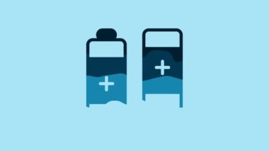 Blue Battery icon isolated on blue background. Lightning bolt symbol. 4K Video motion graphic animation .