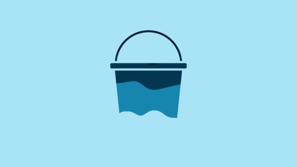 Blue Bucket Icon Isolated Blue Background Video Motion Graphic Animation — Stock video
