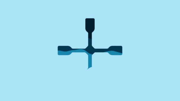 蓝色车轮扳手图标隔离在蓝色背景 车轮支撑架 4K视频运动图形动画 — 图库视频影像