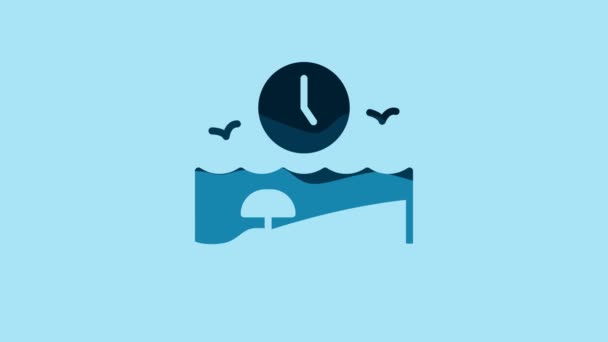 Blue Vacation Time Icon Isolated Blue Background Video Motion Graphic — Wideo stockowe