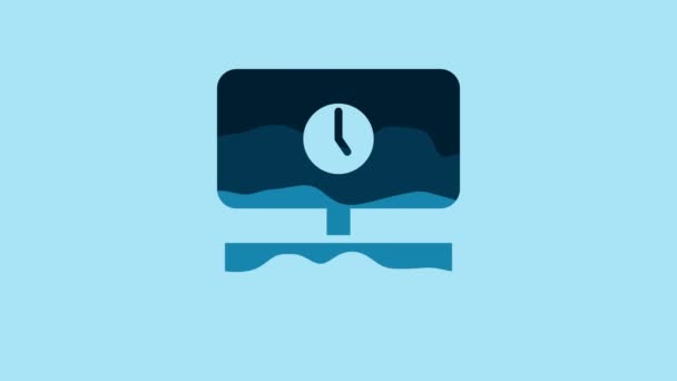 Blue Smart Time Icon Isolated Blue Background Television Sign Video — Stok video