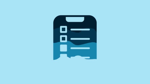 Blue List Planning Icon Isolated Blue Background Video Motion Graphic — Vídeos de Stock