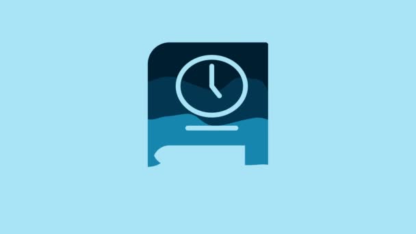 Blue Time Book Icon Isolated Blue Background Video Motion Graphic — Αρχείο Βίντεο