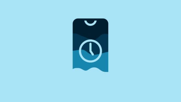 Blue Alarm Clock App Smartphone Interface Icon Isolated Blue Background — Vídeo de Stock