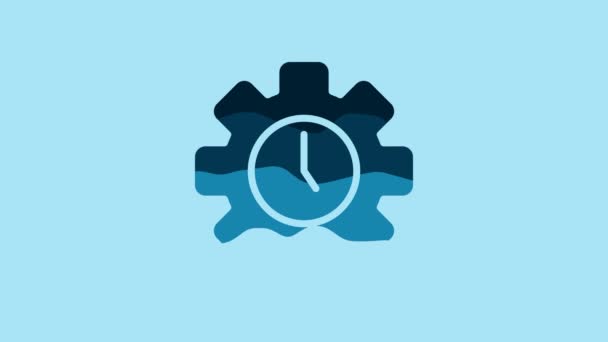 Blue Time Management Icon Isolated Blue Background Clock Gear Sign — Stok video