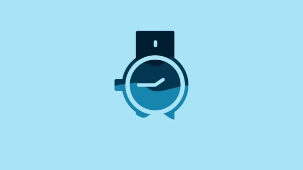 Blue Wrist Watch Icon Isolated Blue Background Wristwatch Icon Video — Video Stock