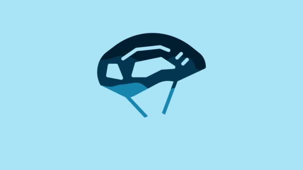 Blue Bicycle Helmet Icon Isolated Blue Background Extreme Sport Sport — Stockvideo