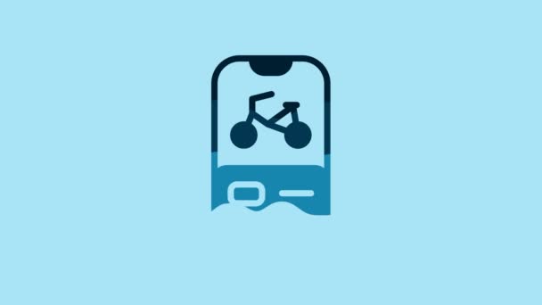 Blue Bicycle Rental Mobile App Icon Isolated Blue Background Smart — Wideo stockowe