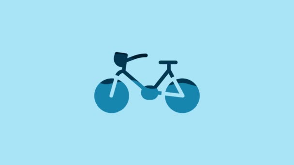Синий Значок Велосипеда Выделен Синем Фоне Велогонка Экстремальный Спорт Спортивное — стоковое видео