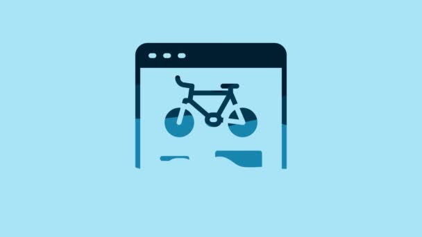 Блакитна Піктограма Мобільного Додатку Прокату Велосипедів Ізольована Синьому Фоні Розумний — стокове відео