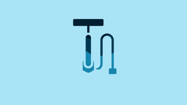 Blue Bicycle Air Pump Icon Isolated Blue Background Video Motion — Stock videók