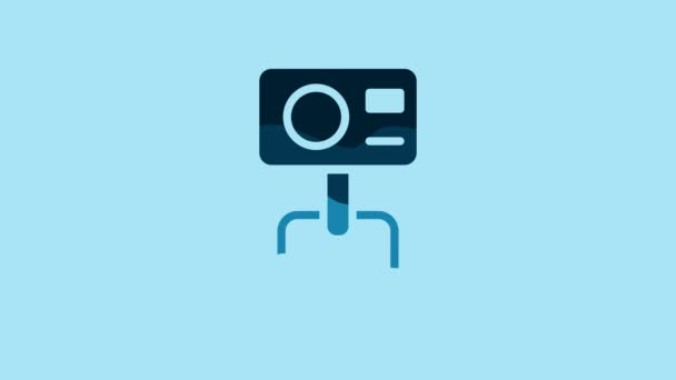Blue Action Extreme Camera Icon Isolated Blue Background Video Camera — Video Stock