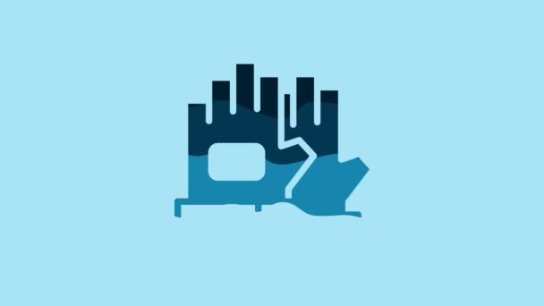 Blue Gloves Icon Isolated Blue Background Extreme Sport Sport Equipment — Wideo stockowe