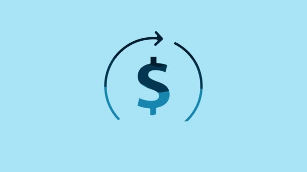 Blue Financial Growth Dollar Coin Icon Isolated Blue Background Increasing — Stockvideo
