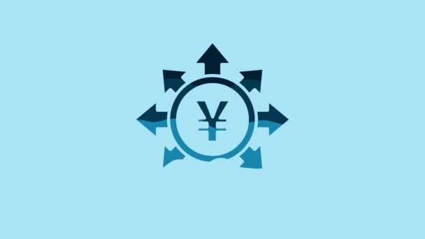 Blue Coin Money Yen Symbol Icon Isolated Blue Background Banking — Stockvideo