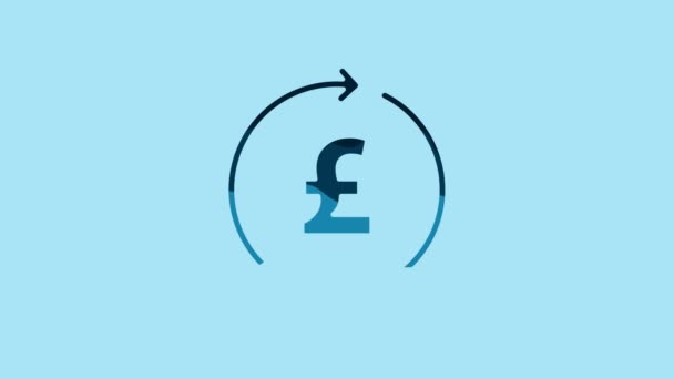 Blue Coin Money Pound Sterling Symbol Icon Isolated Blue Background — Vídeo de Stock