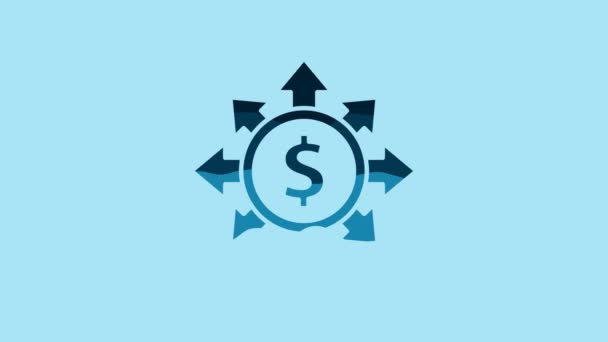 Blue Dollar Share Network Icon Isolated Blue Background Video Motion — Stockvideo