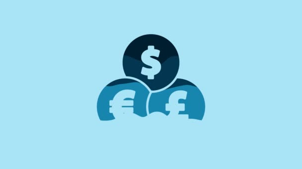 Blue Currency Exchange Icon Isolated Blue Background Cash Transfer Symbol — Stock Video
