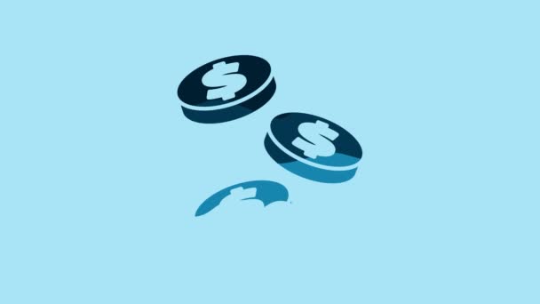 Blue Coin Money Dollar Symbol Icon Isolated Blue Background Banking — Video Stock
