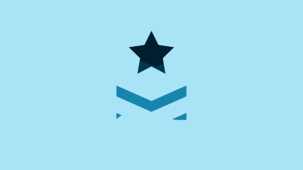 Синий Значок Милицейского Ранга Синем Фоне Знак Военного Значка Видеографическая — стоковое видео