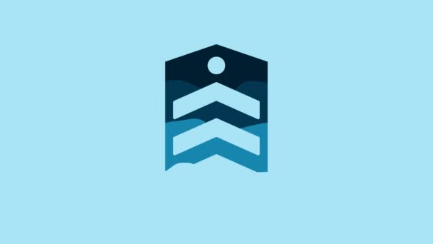 蓝色雪佛龙图标隔离在蓝色背景 军徽标志 4K视频运动图形动画 — 图库视频影像