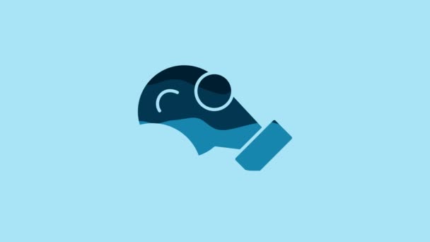 Blue Gas Mask Icon Isolated Blue Background Respirator Sign Video — Stockvideo