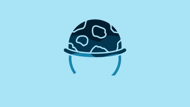 Blue Military Helmet Icon Isolated Blue Background Army Hat Symbol — Vídeo de stock