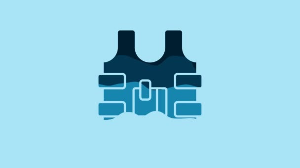 Blue Bulletproof Vest Protection Bullets Icon Isolated Blue Background Body — Wideo stockowe