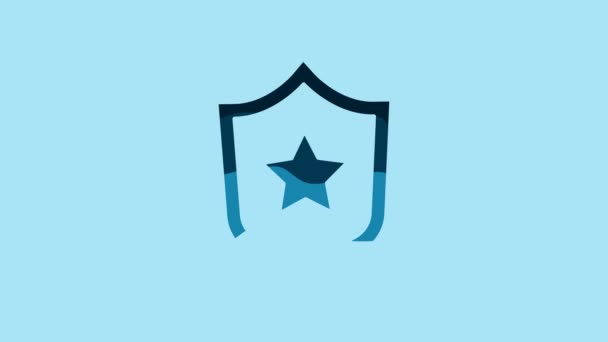 蓝色军事奖状图标孤立在蓝色背景 陆军标志 4K视频运动图形动画 — 图库视频影像